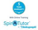 At the top, a blue circle contains the words "5 Year Warranty." Below, the circle there is text saying "SpirOTutor by Vitalograph."