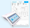 Vitograph Alpha Spirometer shown with printed report in background.