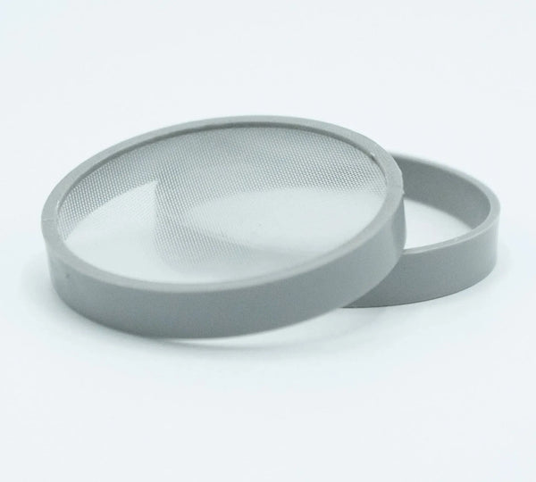 Gray round mesh filters.
