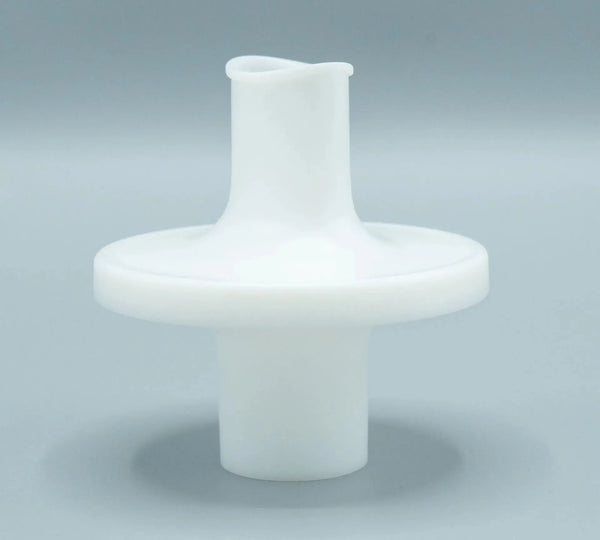 Polytechnic Elliptical bacterial viral filter mouthpiece is elliptical in shape, white in color, and has a lip ridge for a better seal.